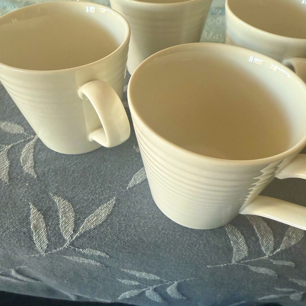 Royal Doulton Gordon Ramsey Maze Set Of 4 White Ribbed Coffee Mugs/cups
